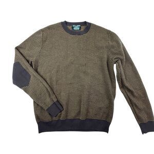 Galena Leadville Inspired Wool Crewneck Checked Sweater Men Large Brown